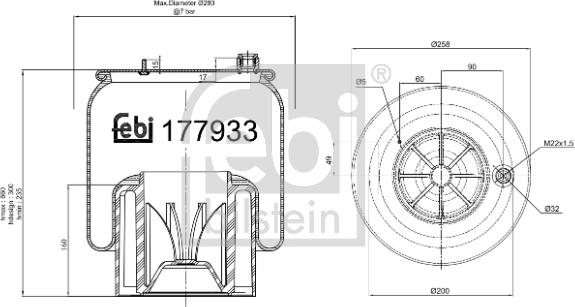 Febi Bilstein 177933 - Ressort pneumatique, suspension pneumatique parts5.com