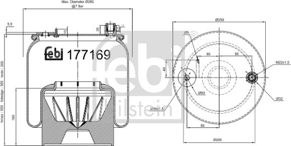 Febi Bilstein 177169 - Burduf, suspensie pneumatica parts5.com