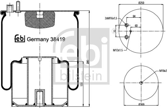 Febi Bilstein 38419 - Кожух пневматической рессоры parts5.com