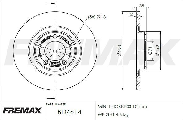 FREMAX BD-4614 - Disc frana parts5.com