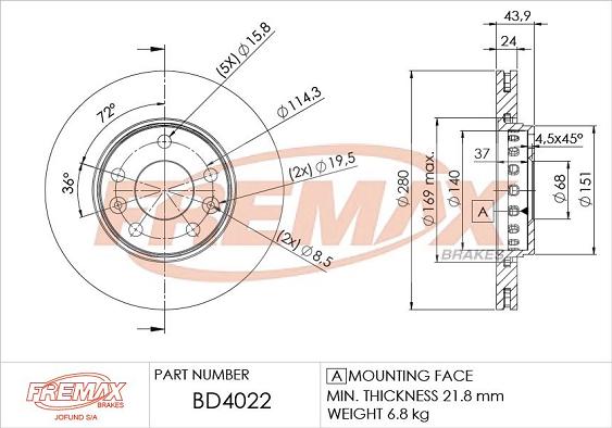 FREMAX BD-4022 - Disc frana parts5.com