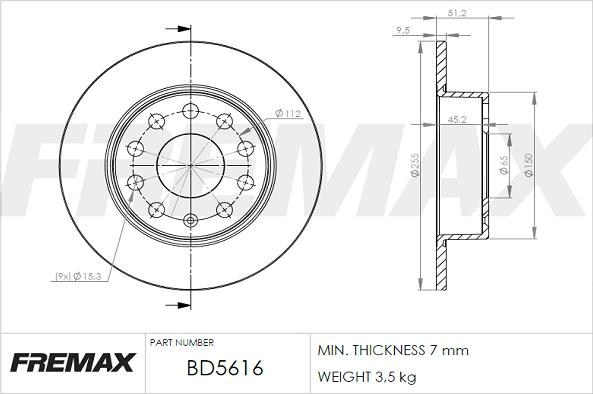 FREMAX BD-5616 - Δισκόπλακα parts5.com