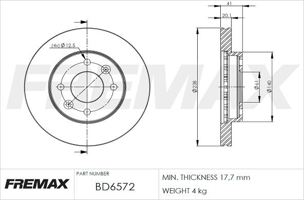 FREMAX BD-6572 - Tarcza hamulcowa parts5.com