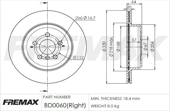 FREMAX BD-0060 - Disco de freno parts5.com