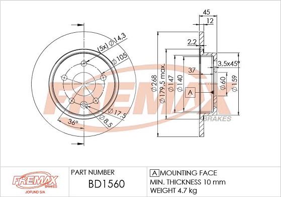 FREMAX BD-1560 - Disc frana parts5.com