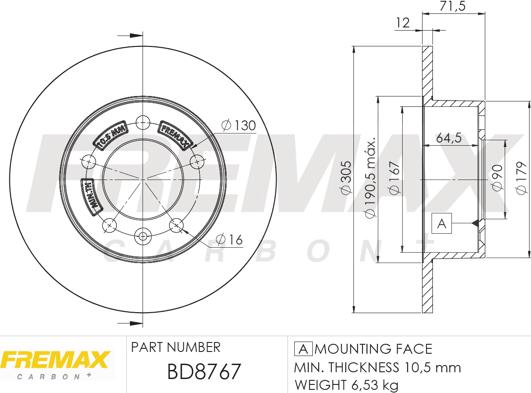 FREMAX BD-8767 - Disc frana parts5.com