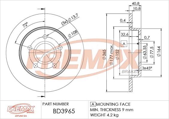 FREMAX BD-3965 - Disco de freno parts5.com