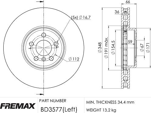 FREMAX BD-3577 - Disco de freno parts5.com