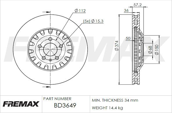 FREMAX BD-3649 - Disc frana parts5.com