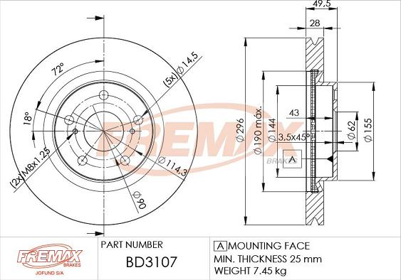 FREMAX BD-3107 - Fren diski parts5.com