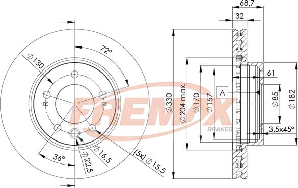 FREMAX BD-3327 - Disco de freno parts5.com