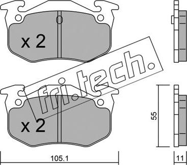 Fri.Tech. 040.0 - Комплект спирачно феродо, дискови спирачки parts5.com