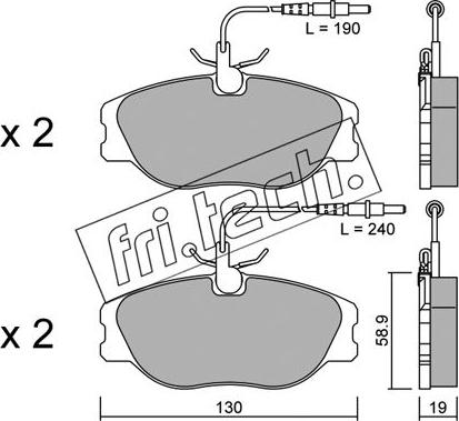 Fri.Tech. 074.3 - Komplet zavornih oblog, ploscne (kolutne) zavore parts5.com