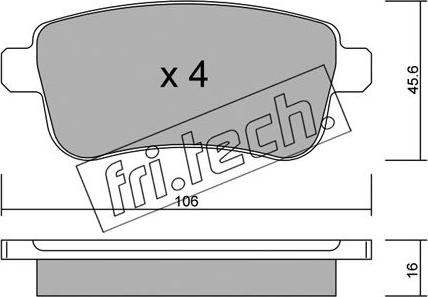 Fri.Tech. 834.0 - Sada brzdových destiček, kotoučová brzda parts5.com