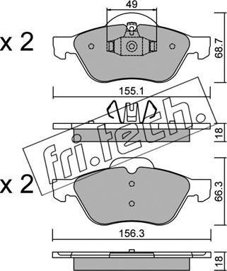 Fri.Tech. 344.1 - Sada brzdových platničiek kotúčovej brzdy parts5.com