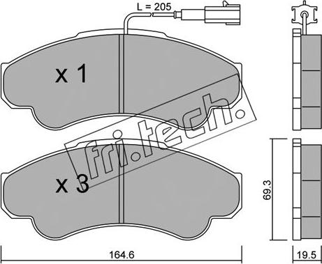 Fri.Tech. 335.0 - Sada brzdových platničiek kotúčovej brzdy parts5.com