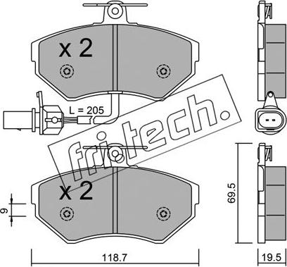 Fri.Tech. 224.2 - Kit de plaquettes de frein, frein à disque parts5.com