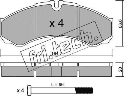 Fri.Tech. 221.0 - Brake Pad Set, disc brake parts5.com