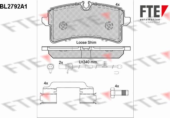 FTE 9010985 - Fren balata seti, diskli fren parts5.com