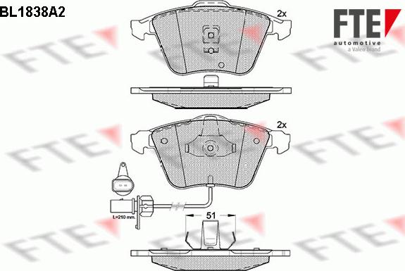 FTE 9010414 - Sada brzdových platničiek kotúčovej brzdy parts5.com