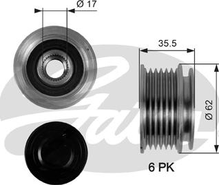 Gates OAP7044 - Pulley, alternator, freewheel clutch parts5.com