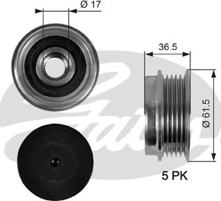 Gates OAP7041 - Řemenice, generátor parts5.com