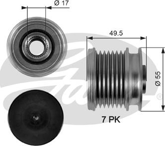 Gates OAP7086 - Szíjtárcsa, generátor parts5.com