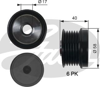 Gates OAP7158 - Koło pasowe, alternator parts5.com