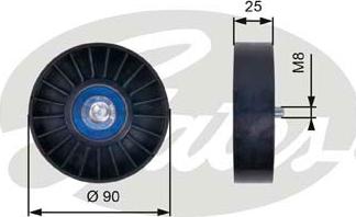 Gates T36033 - Saptırma / Kılavuz makarası, Kanallı V-kayışı parts5.com