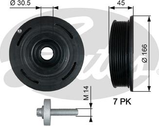 Gates TVD1054A - Koło pasowe, wał korbowy parts5.com