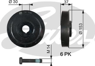 Gates TVD1006A - Τροχαλία ιμάντα, στροφαλοφόρος άξονας parts5.com