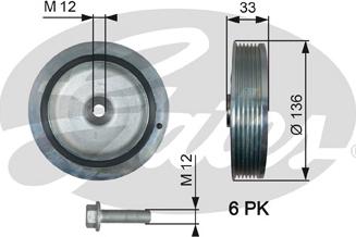 Gates TVD1008A - Polea, cigüeñal parts5.com