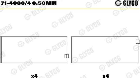 Glyco 71-4080/4 0.50mm - Cojinete de biela parts5.com