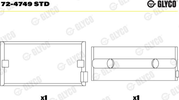 Glyco 72-4749 STD - Coussinet de vilebrequin parts5.com