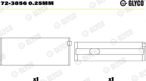 Glyco 72-3856 0.25mm - Cojinete de cigüeñal parts5.com