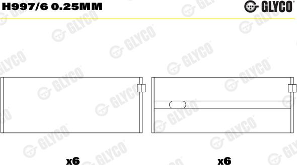 Glyco H997/6 0.25mm - Cojinete de cigüeñal parts5.com