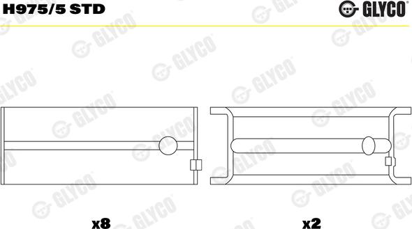 Glyco H975/5 STD - Main Bearings, crankshaft parts5.com