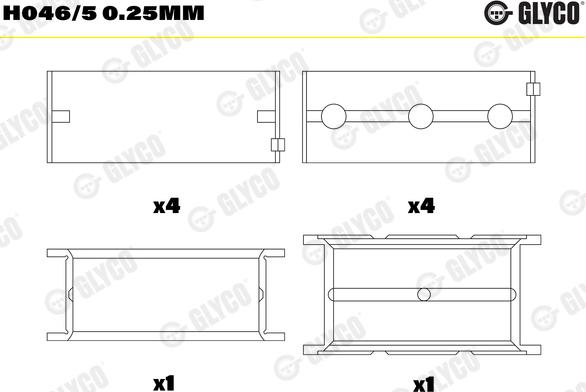 Glyco H046/5 0.25mm - Κουζινέτα στροφαλοφόρου άξονα parts5.com