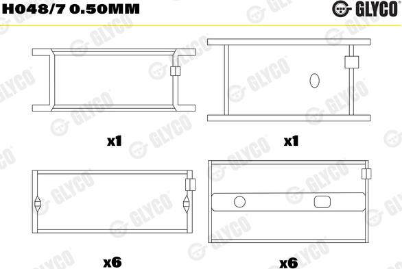 Glyco H048/7 0.50mm - Main Bearings, crankshaft parts5.com