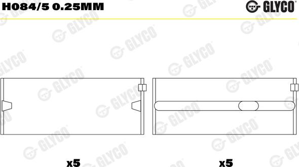 Glyco H084/5 0.25mm - Tuleja łożyska wału korbowego parts5.com