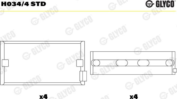 Glyco H034/4 STD - Main Bearings, crankshaft parts5.com