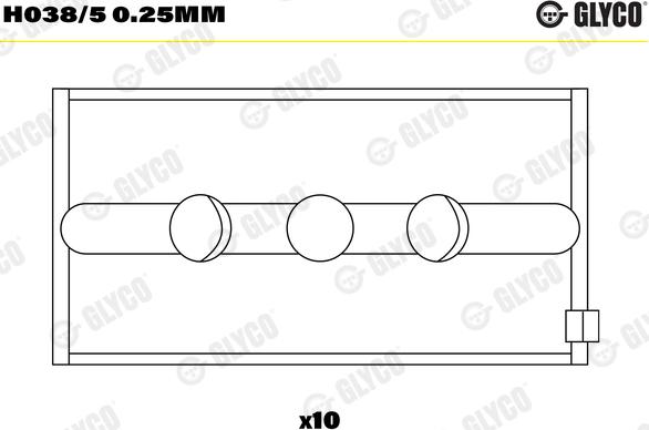 Glyco H038/5 0.25mm - Main Bearings, crankshaft parts5.com