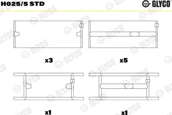 Glyco H025/5 STD - Tuleja łożyska wału korbowego parts5.com