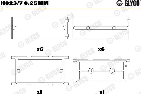 Glyco H023/7 0.25mm - Főtengelycsapágy parts5.com