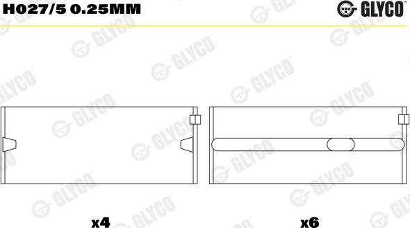 Glyco H027/5 0.25mm - Main Bearings, crankshaft parts5.com