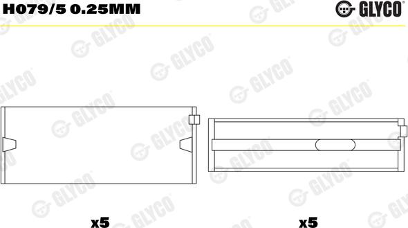 Glyco H079/5 0.25mm - Main Bearings, crankshaft parts5.com