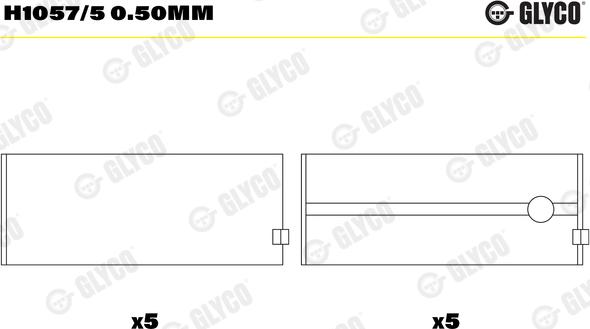 Glyco H1057/5 0.50mm - Hlavní ložiska klikového hřídele parts5.com