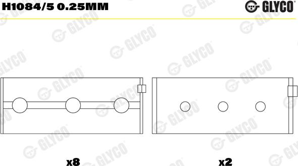 Glyco H1084/5 0.25mm - Cojinete de cigüeñal parts5.com