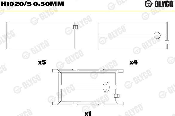 Glyco H1020/5 0.50mm - Lezaj (glavni) rocicne gredi parts5.com