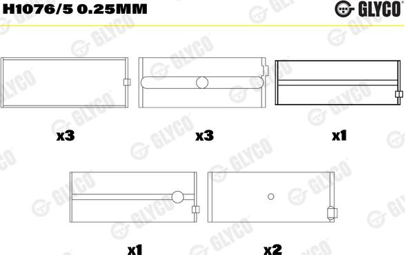 Glyco H1076/5 0.25mm - Főtengelycsapágy parts5.com